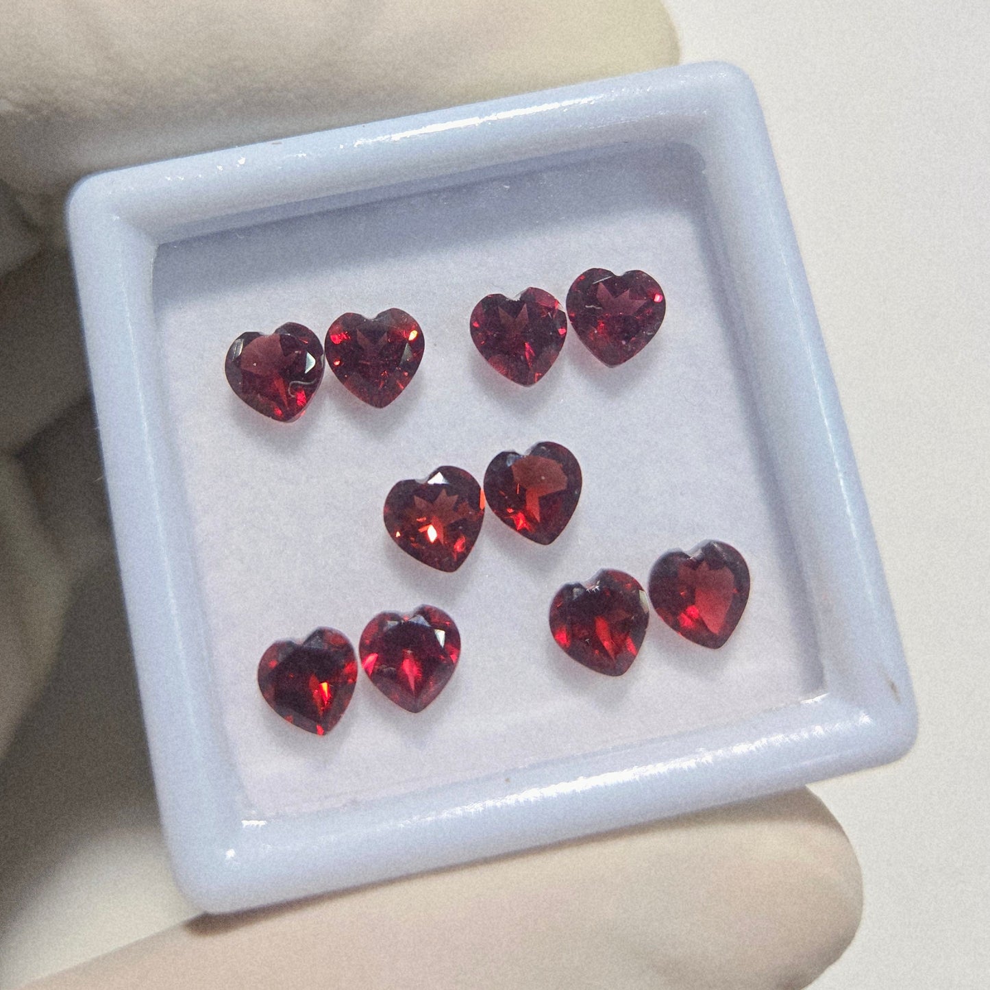 5 Pairs Natural Garnet Faceted Gemstone – 6mm Heart Cut Loose Stones
