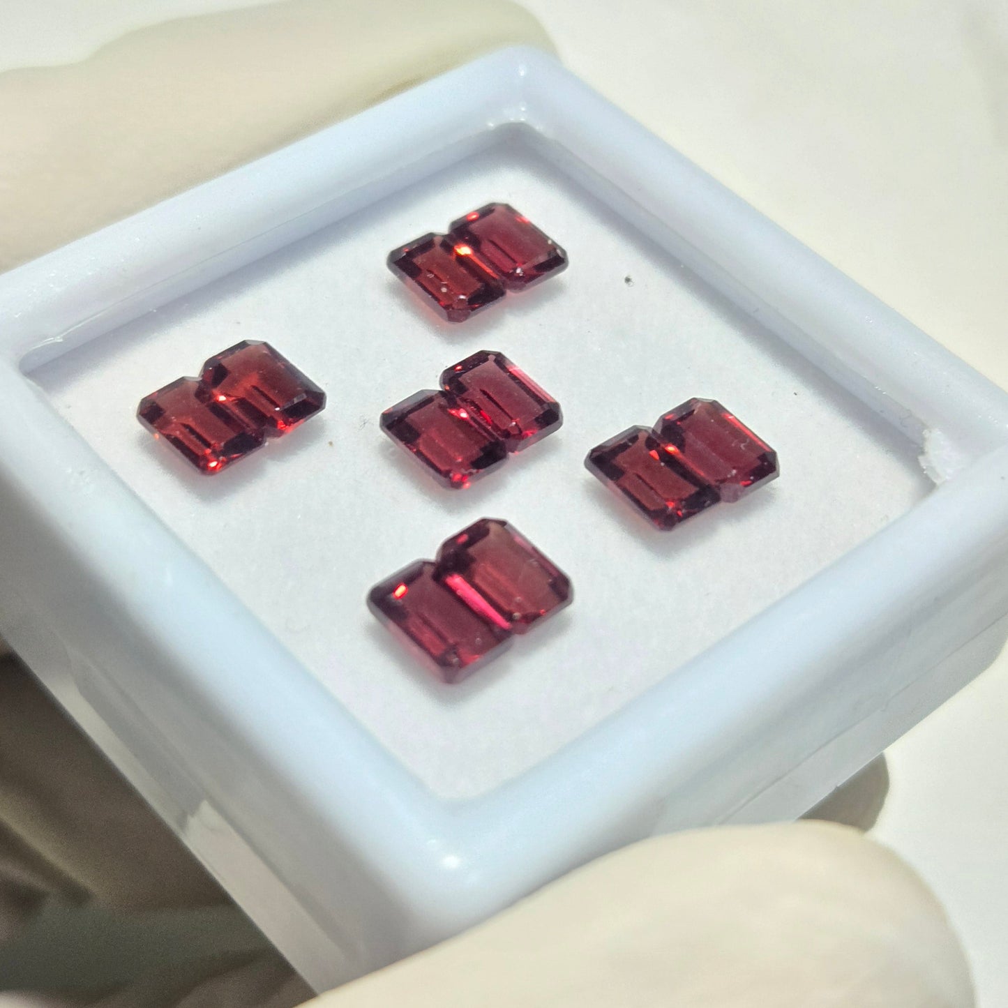 5 Pairs Natural Garnet Faceted Gemstone – 6x4mm Rectangle Cut Loose Stones
