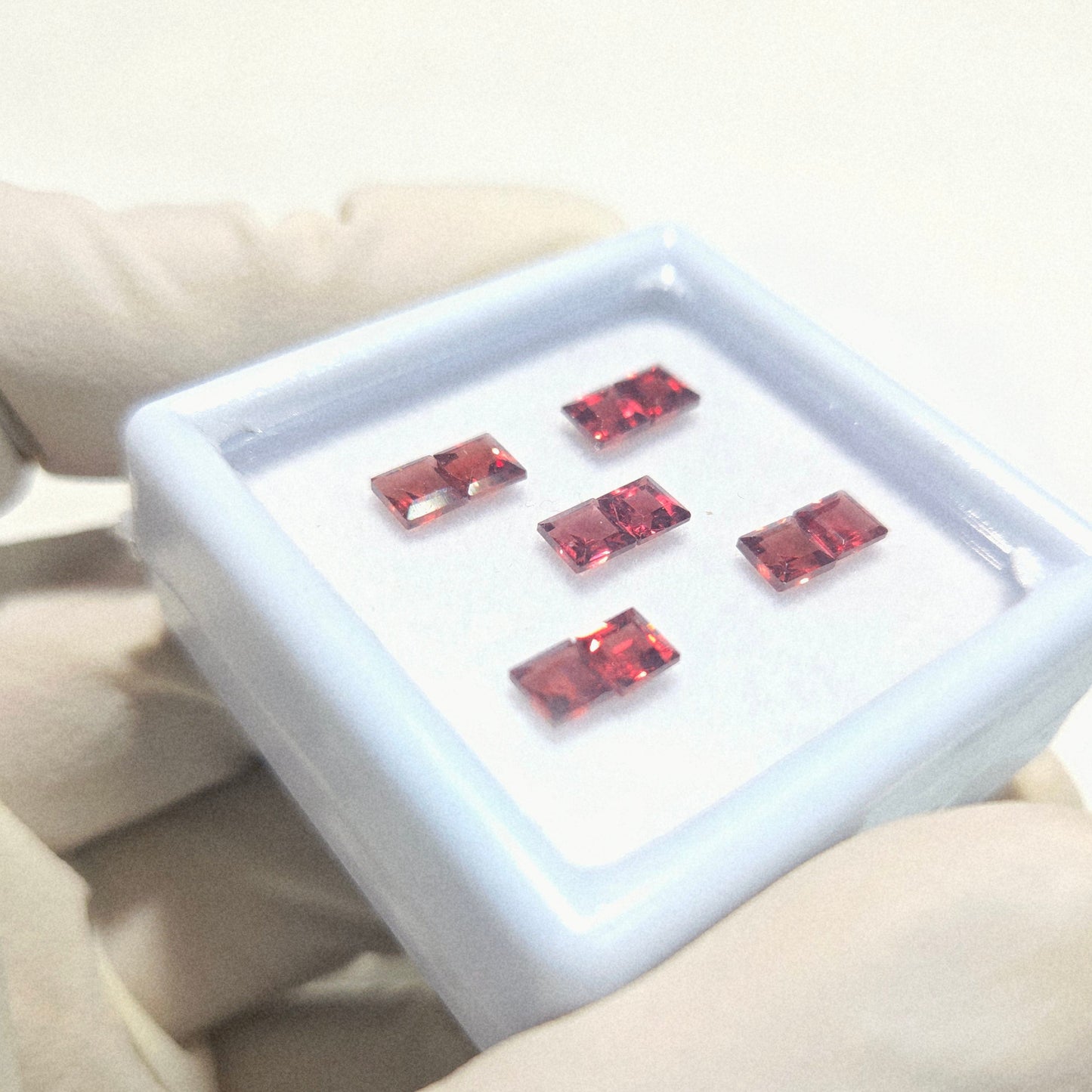 5 Pairs Natural Garnet Faceted Gemstone – 4mm Square Cut Loose Stones