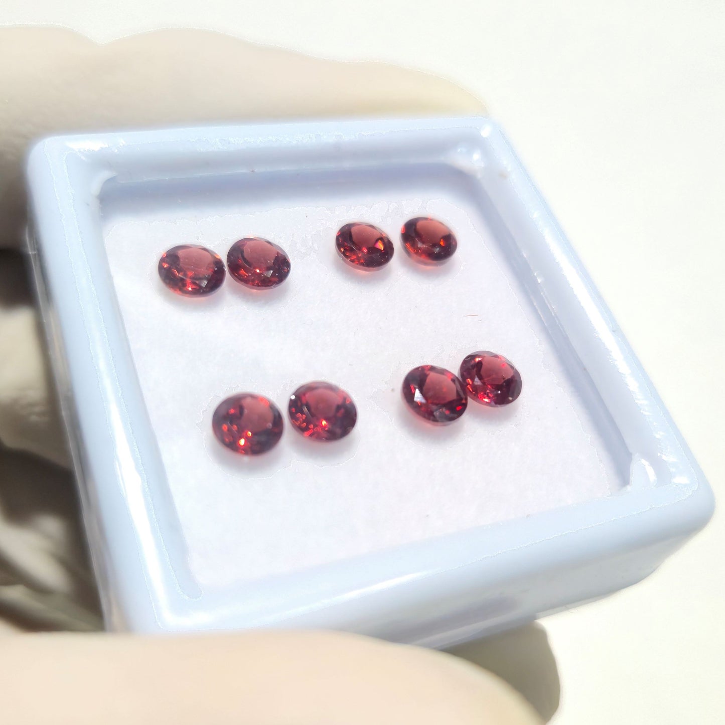 4 Pairs Natural Garnet Faceted Gemstone – 5mm Round Cut Loose Stones