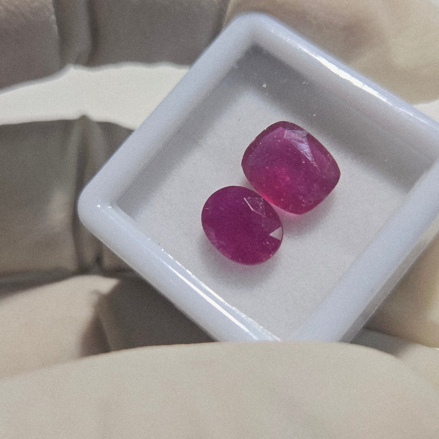 2 Pcs Natural Ruby Faceted Gemstone | 9x7mm Mix Cut | 5 Carats | Loose Stones
