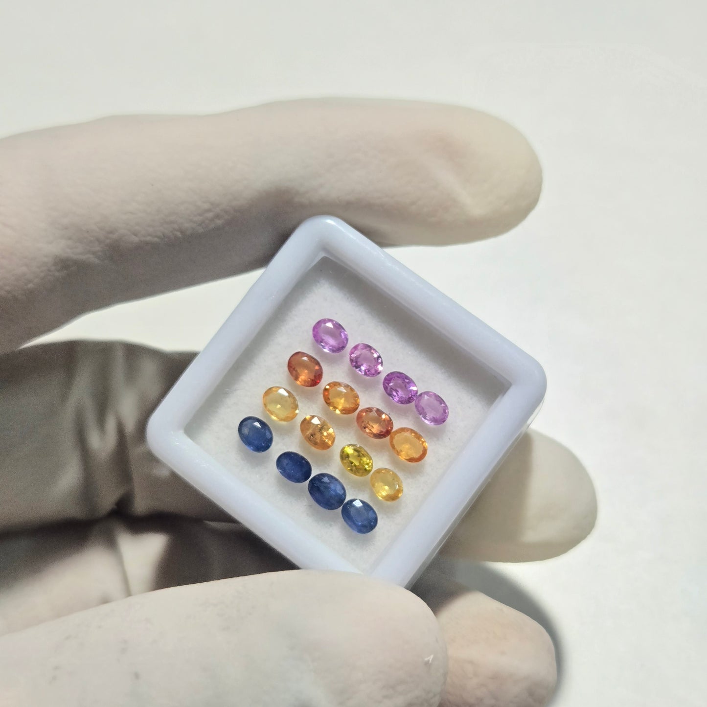 16 Pcs Natural Multi Sapphire Faceted Gemstones – 4x3mm Oval Cut | 3 Carats | Loose Stones