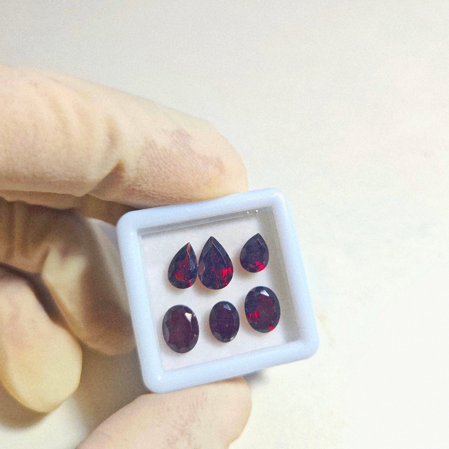 Natural Red Garnet Faceted Gemstone – 6 Pcs | 6–8mm Pear & Oval Cut | Loose Gemstones for Jewelry Making