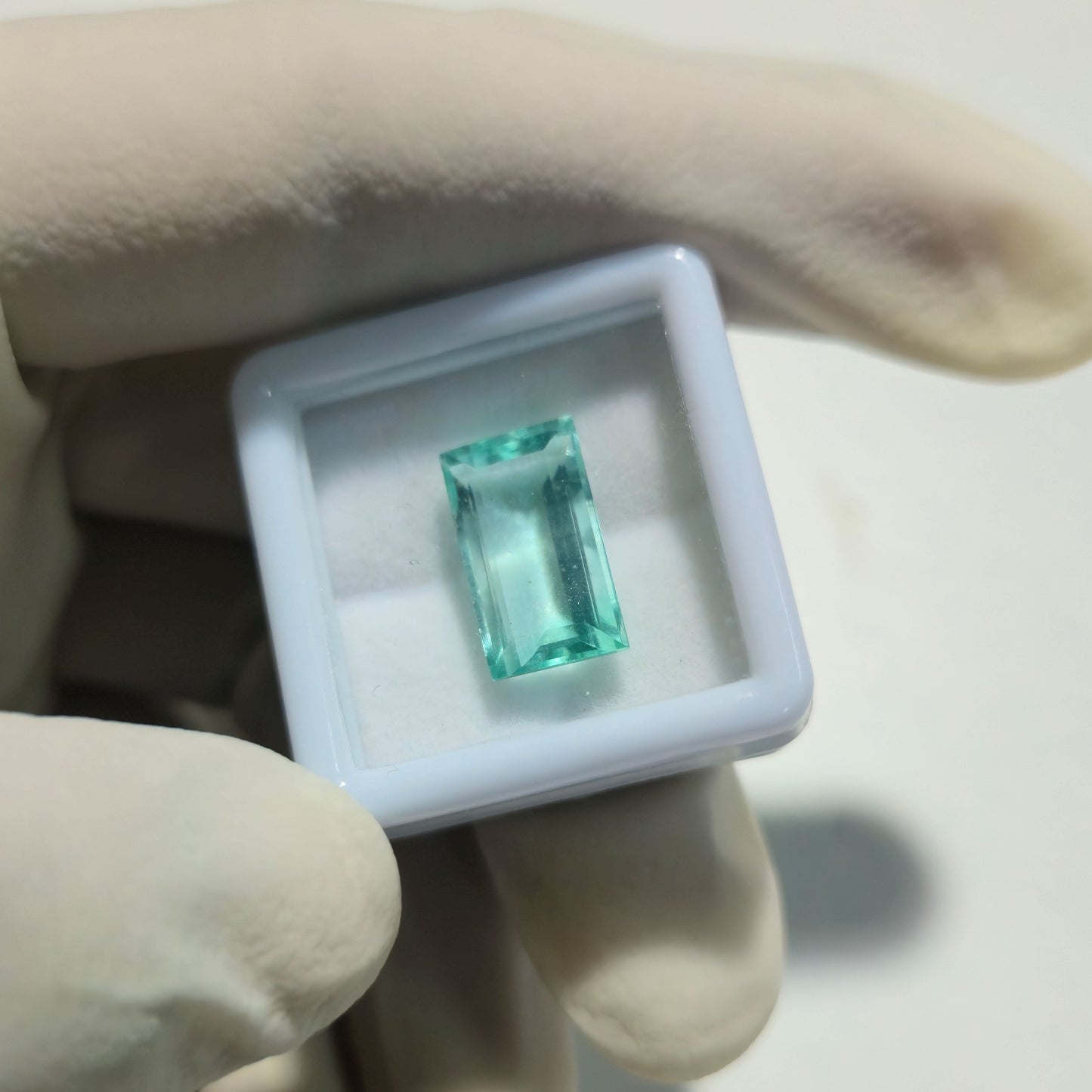Natural Fluorite Faceted Gemstone – 14x9mm Rectangle Cut | 7.6 Carats Loose Stone