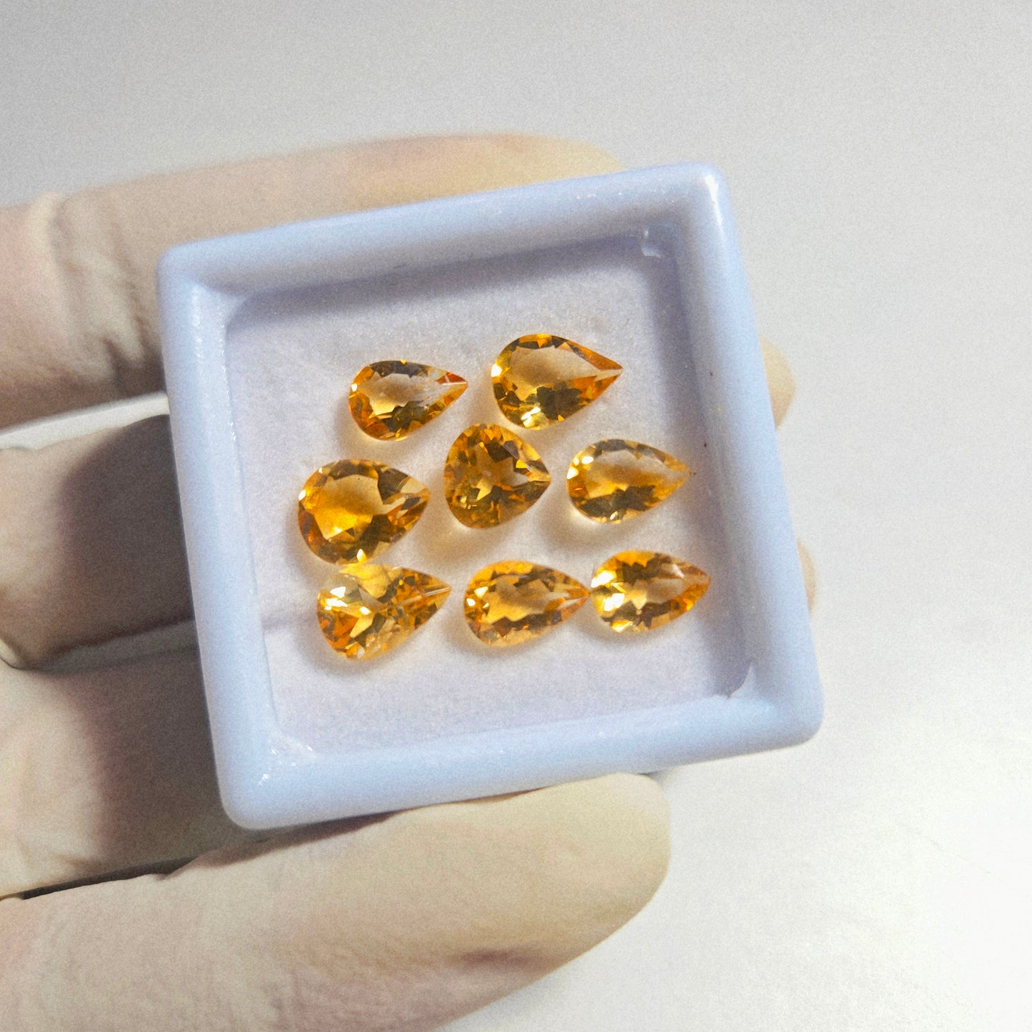 Natural Citrine Faceted Gemstone – 8 Pcs Lot | 8-10mm Pear Cut | Golden Yellow Loose Stones for Jewelry Making