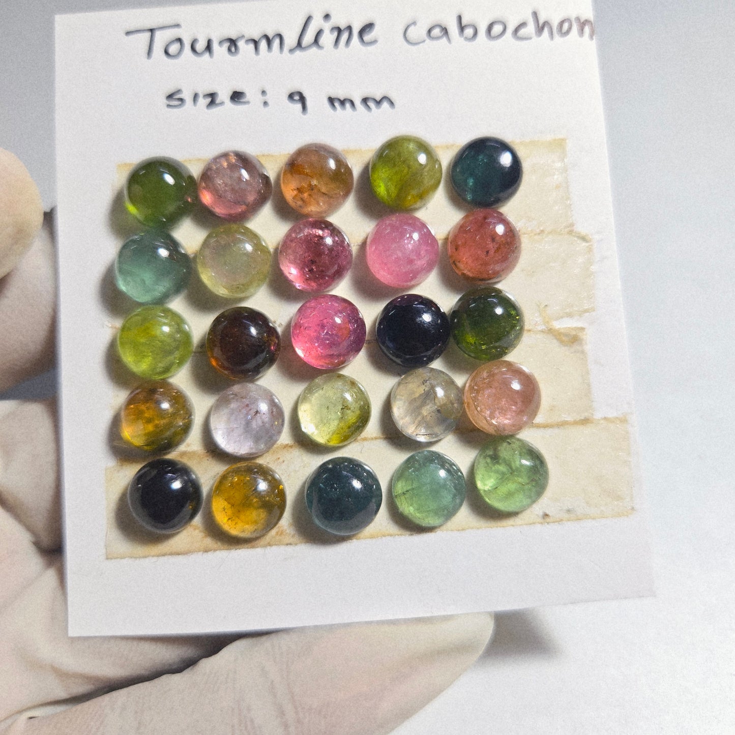 Natural Multi Tourmaline Cabochon Gemstones – 25 Pcs |8mm Round Cut | 79.5 Carats | Loose Stones for Jewelry Making