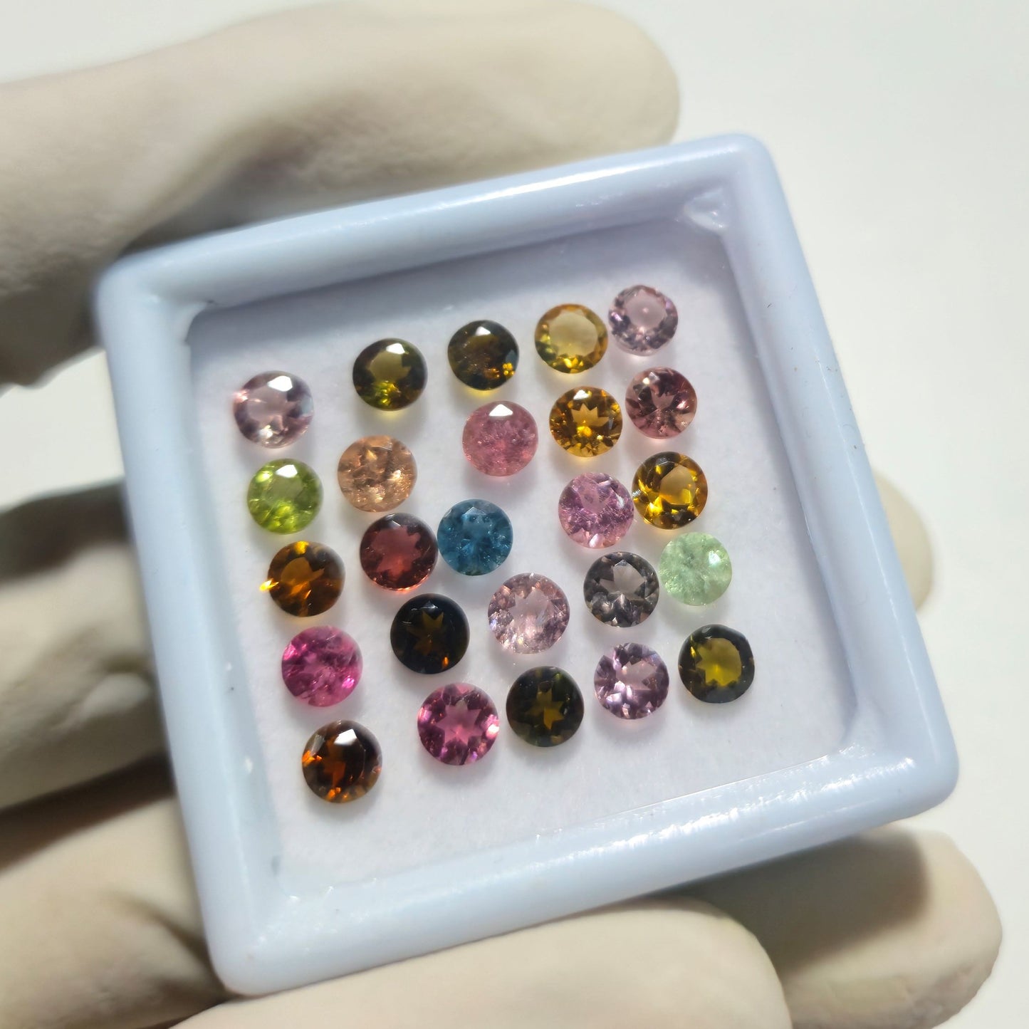 25 Pcs Natural Tourmaline Faceted Gemstones – 4mm Round Cut Loose Stones