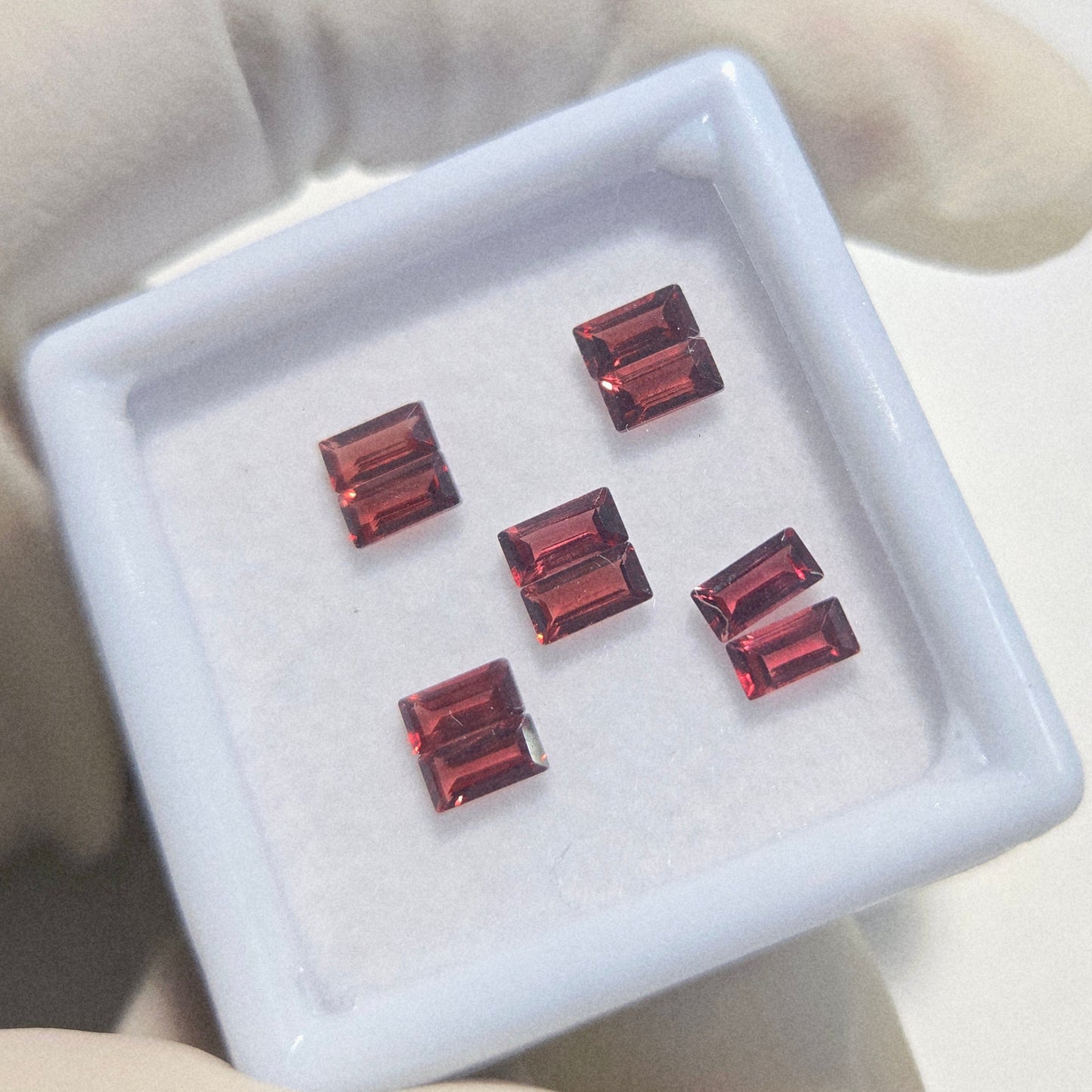 5 Pairs Natural Garnet Faceted Gemstone – 6x3mm Baguette Cut Loose Stones