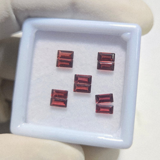 5 Pairs Natural Garnet Faceted Gemstone – 6x3mm Baguette Cut Loose Stones