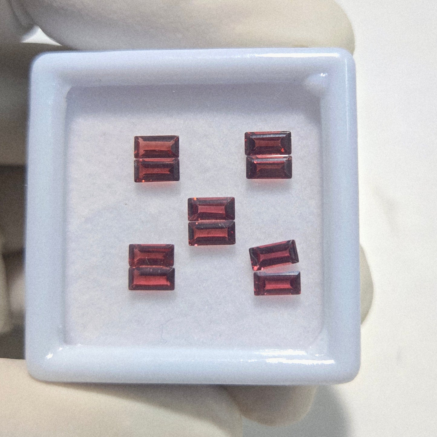 5 Pairs Natural Garnet Faceted Gemstone – 6x3mm Baguette Cut Loose Stones