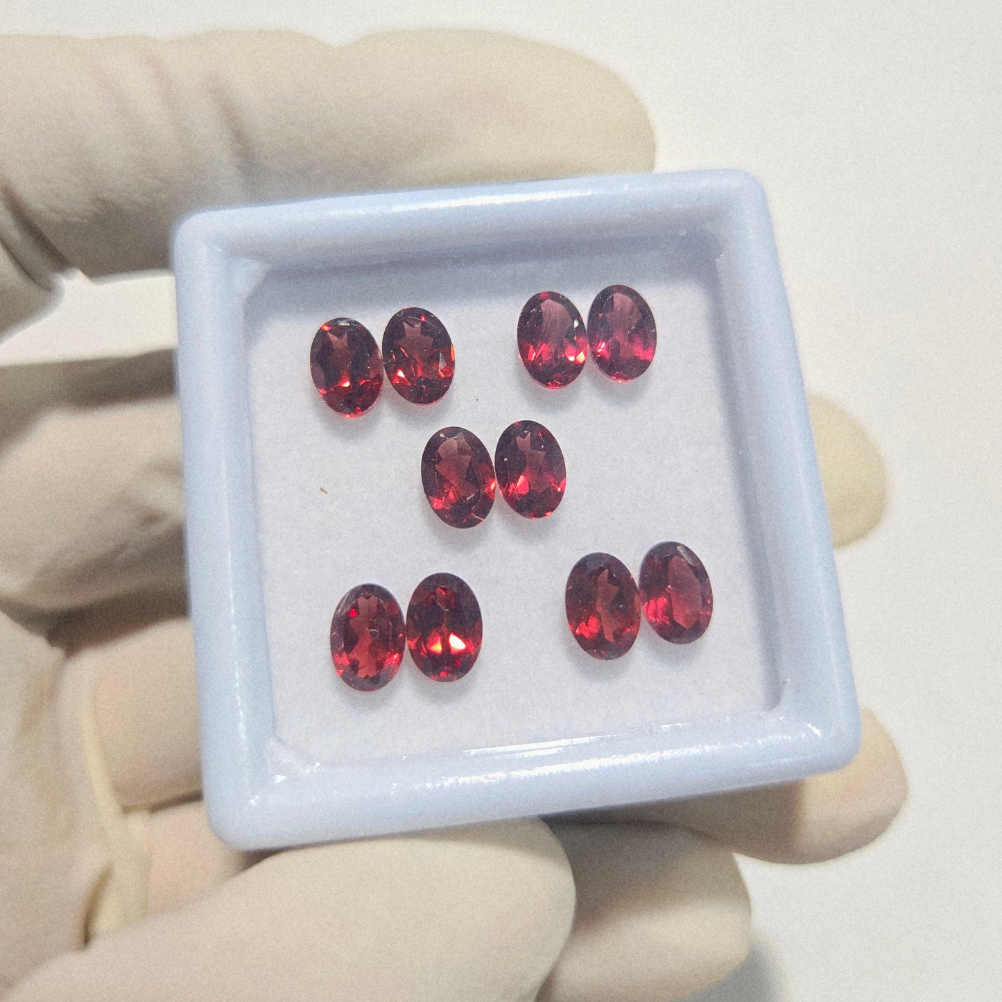 5 Pairs Natural Garnet Faceted Gemstone – 6x4mm Oval Cut Loose Stones