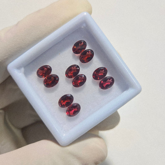 5 Pairs Natural Garnet Faceted Gemstone – 6x4mm Oval Cut Loose Stones