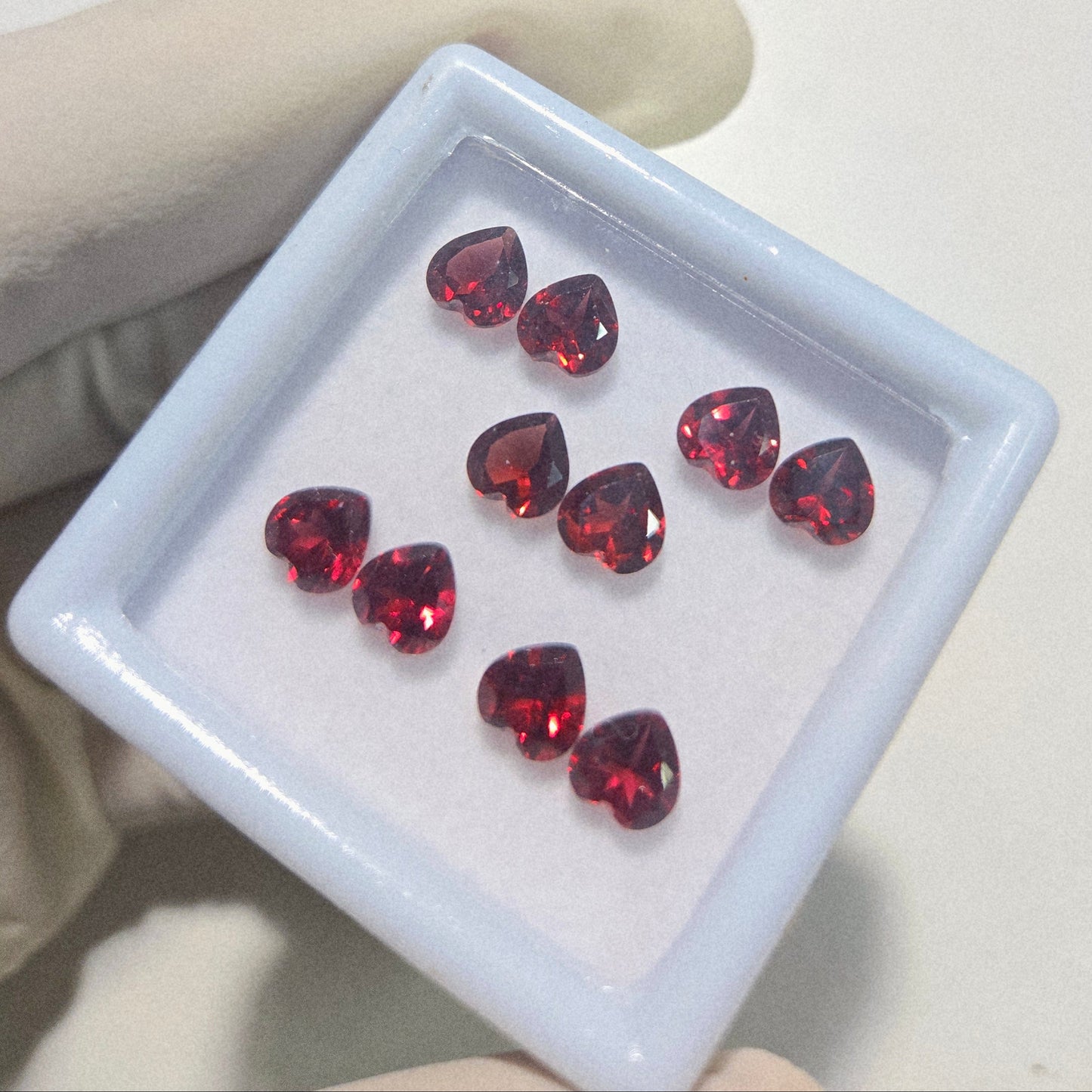 5 Pairs Natural Garnet Faceted Gemstone – 6mm Heart Cut Loose Stones