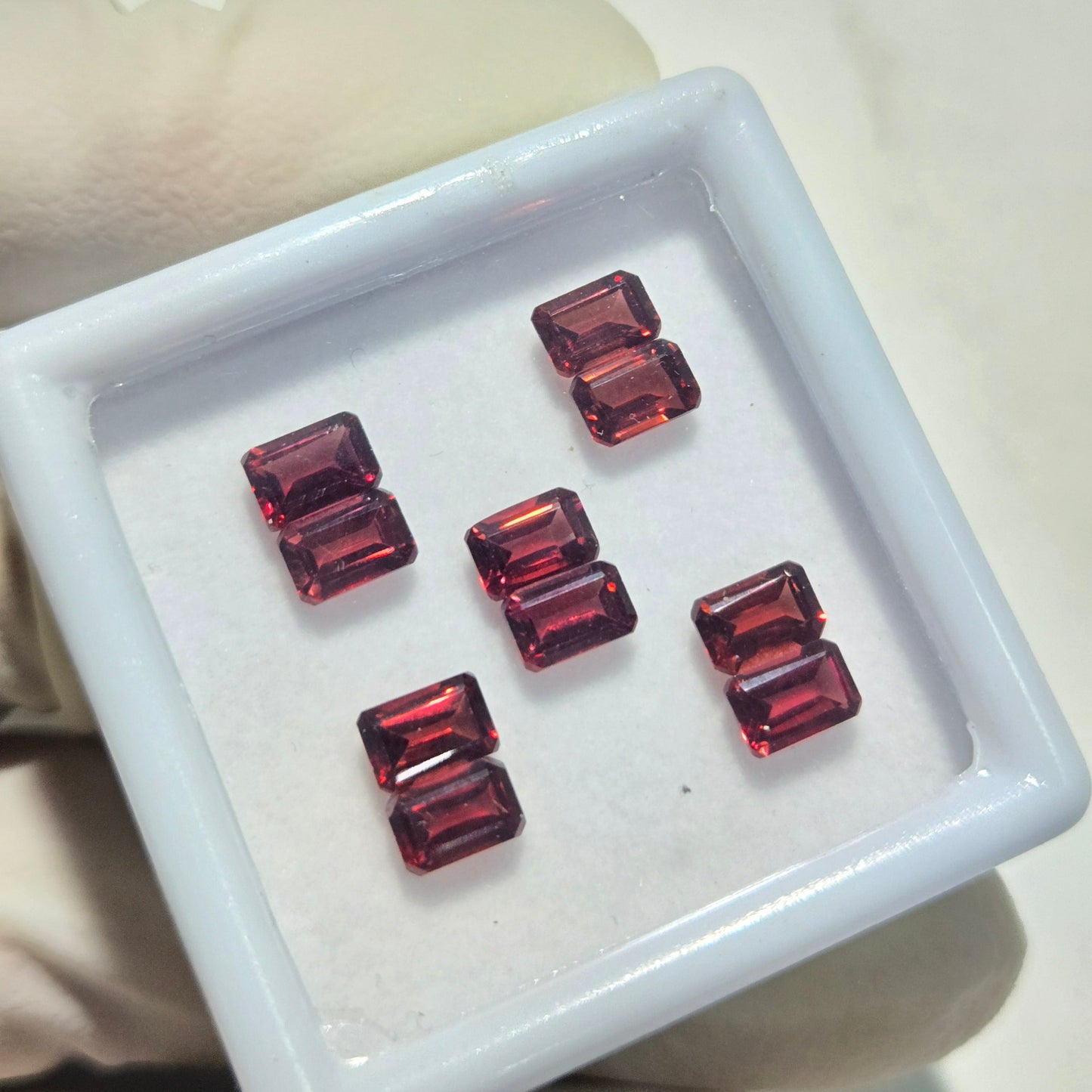 5 Pairs Natural Garnet Faceted Gemstone – 6x4mm Rectangle Cut Loose Stones