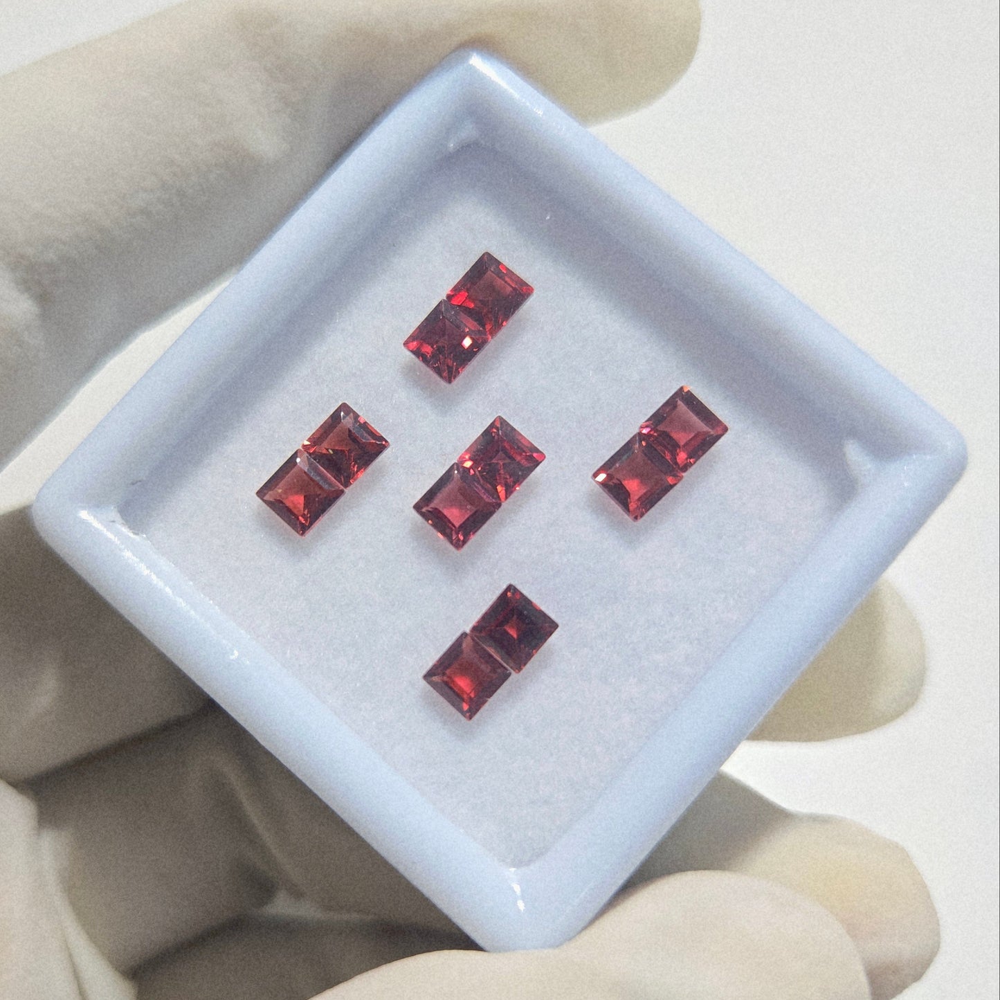 5 Pairs Natural Garnet Faceted Gemstone – 4mm Square Cut Loose Stones