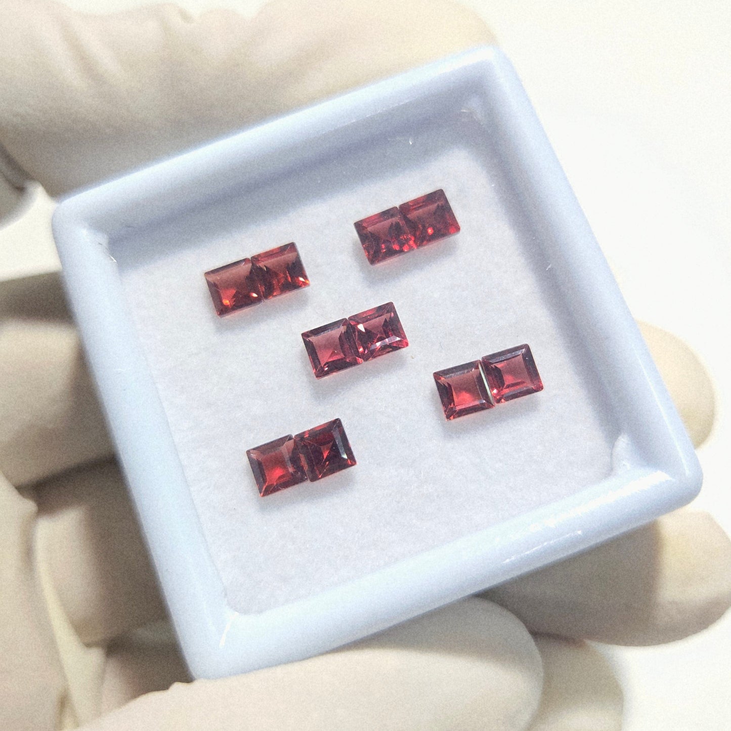5 Pairs Natural Garnet Faceted Gemstone – 4mm Square Cut Loose Stones