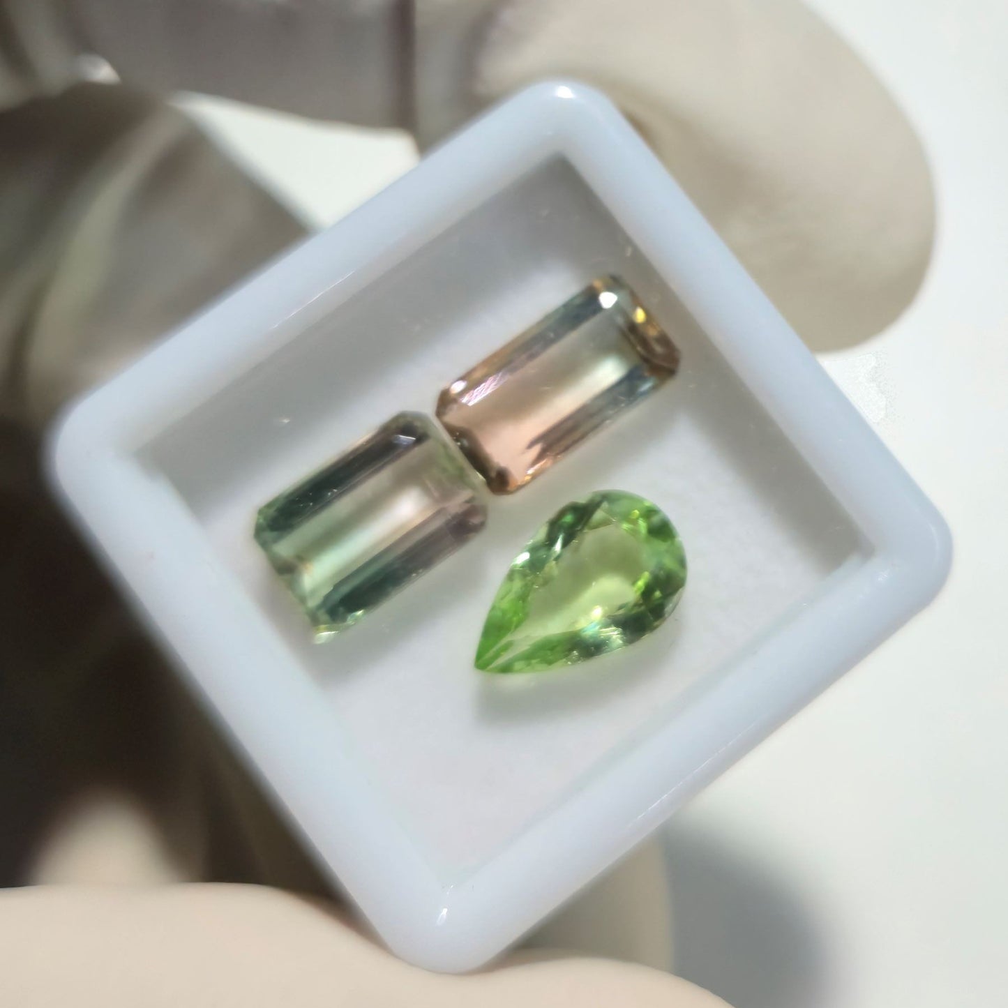 3 Pcs Natural Tourmaline Faceted Gemstones – 9-11mm Mix Cut Bi-color