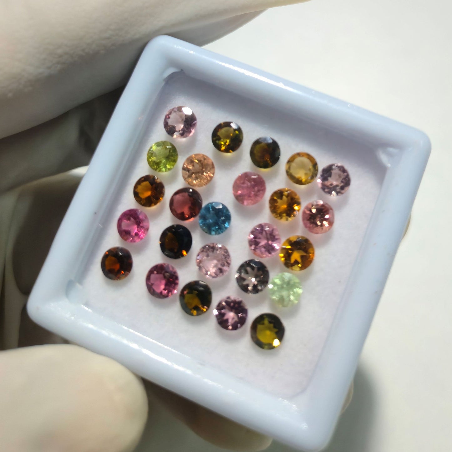 25 Pcs Natural Tourmaline Faceted Gemstones – 4mm Round Cut Loose Stones