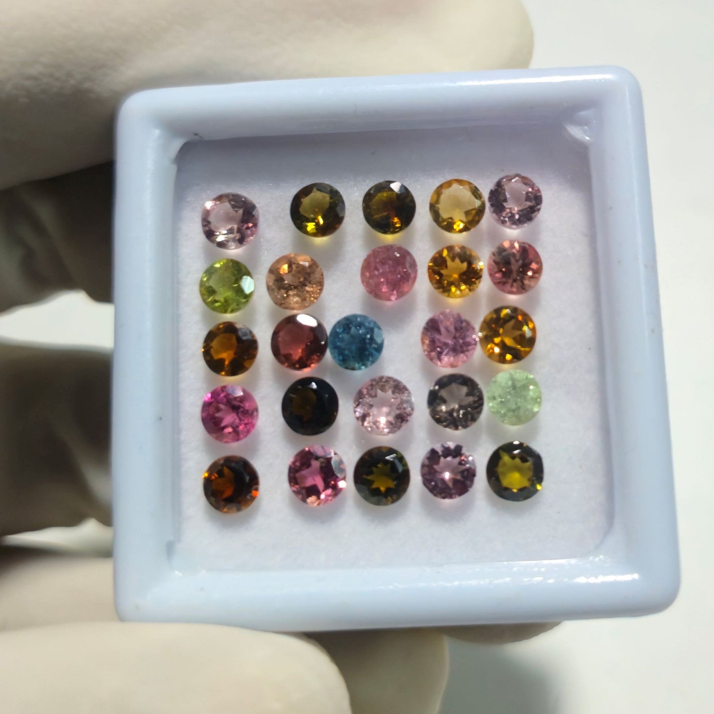 25 Pcs Natural Tourmaline Faceted Gemstones – 4mm Round Cut Loose Stones