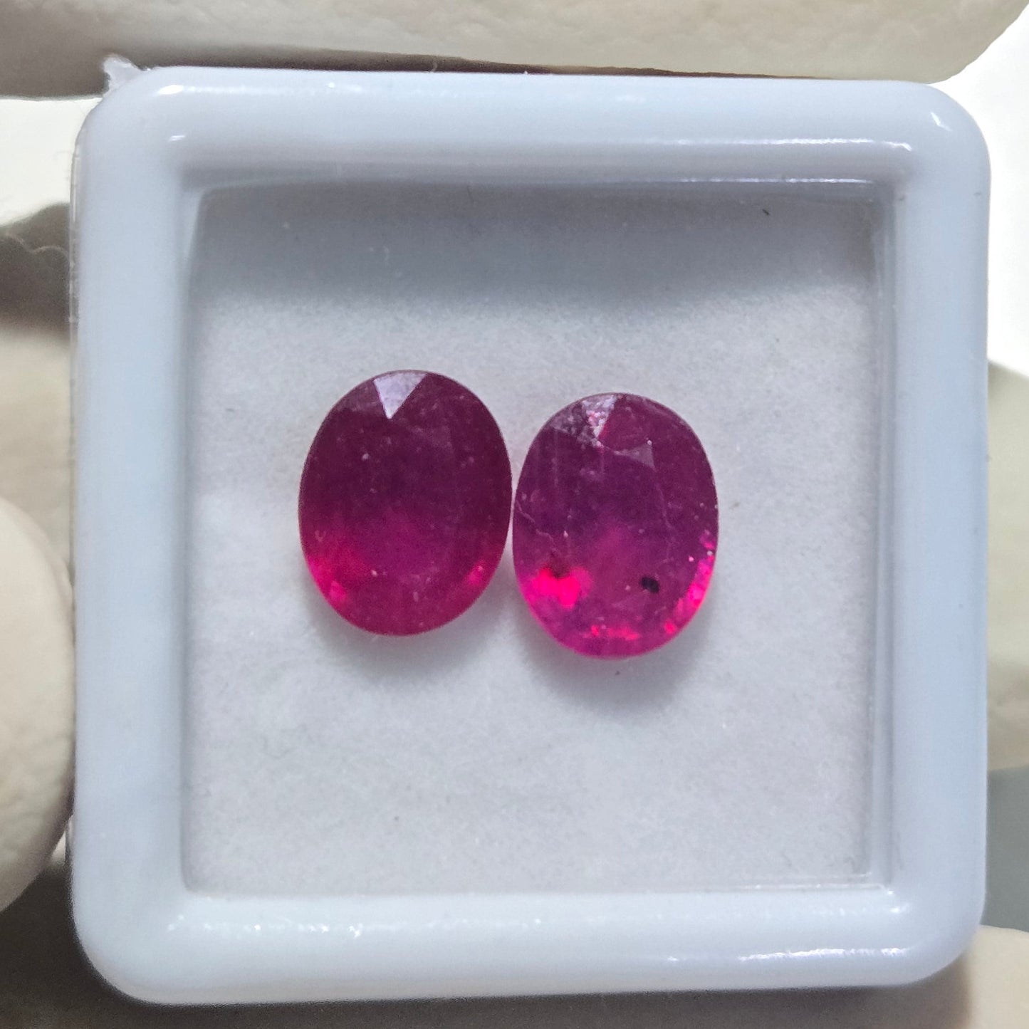 2 Pcs Natural Ruby Faceted Gemstone | 9x7mm Oval Cut | 4.25 Carats Total | Loose Stones