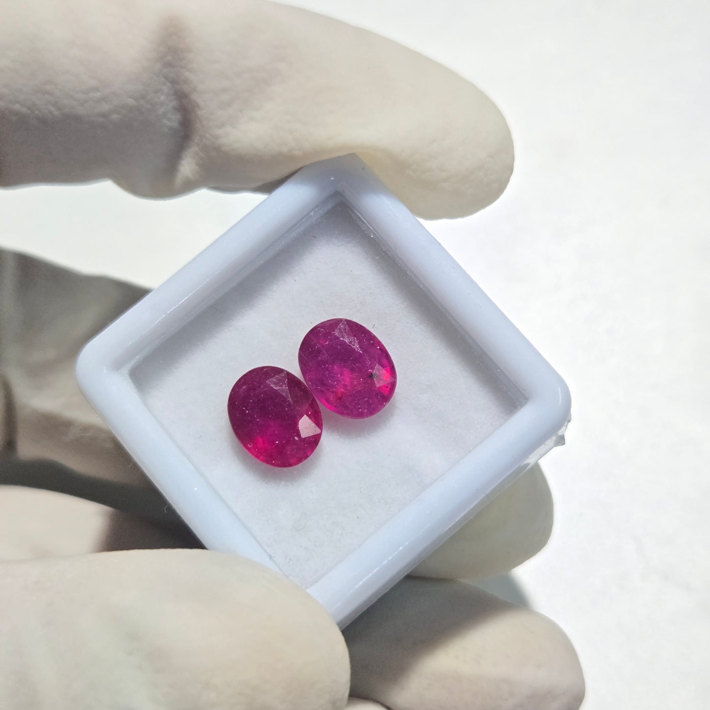 2 Pcs Natural Ruby Faceted Gemstone | 9x7mm Oval Cut | 4.25 Carats Total | Loose Stones