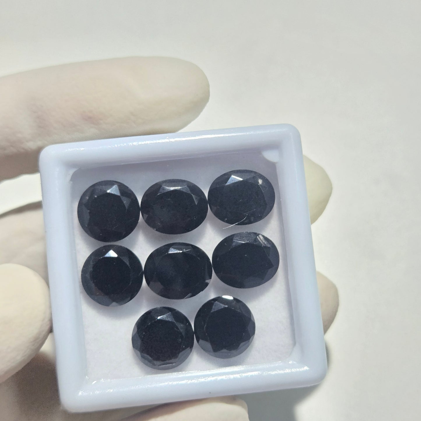 Natural Black Onyx Gemstones – 8 Pcs | 10–11mm Round & Oval Shape | Loose Stones for Jewelry Making