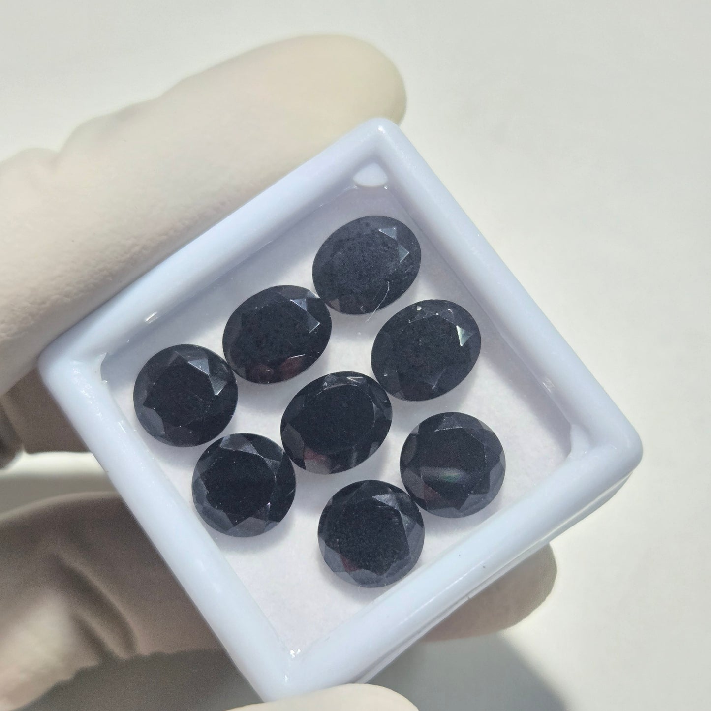 Natural Black Onyx Gemstones – 8 Pcs | 10–11mm Round & Oval Shape | Loose Stones for Jewelry Making