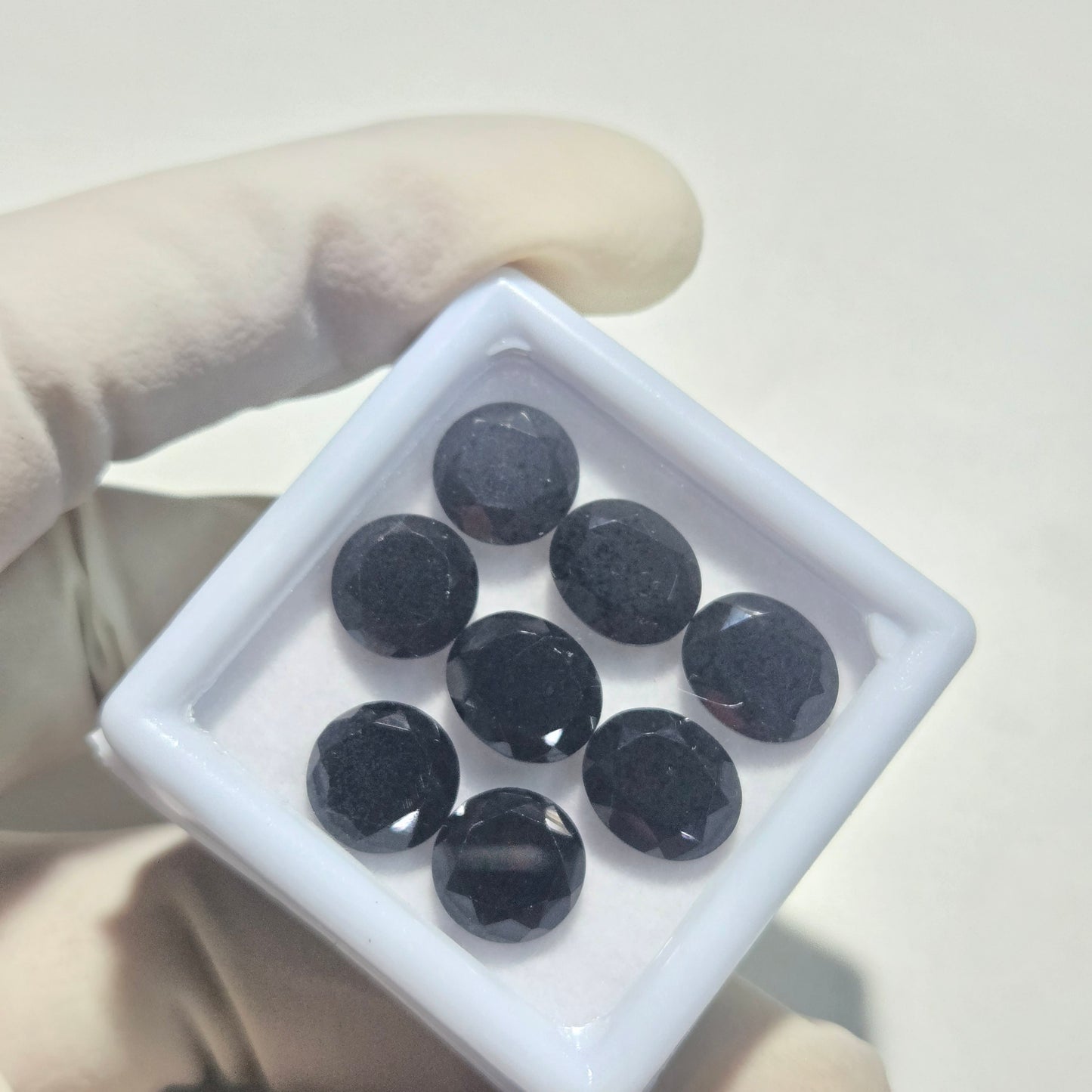 Natural Black Onyx Gemstones – 8 Pcs | 10–11mm Round & Oval Shape | Loose Stones for Jewelry Making