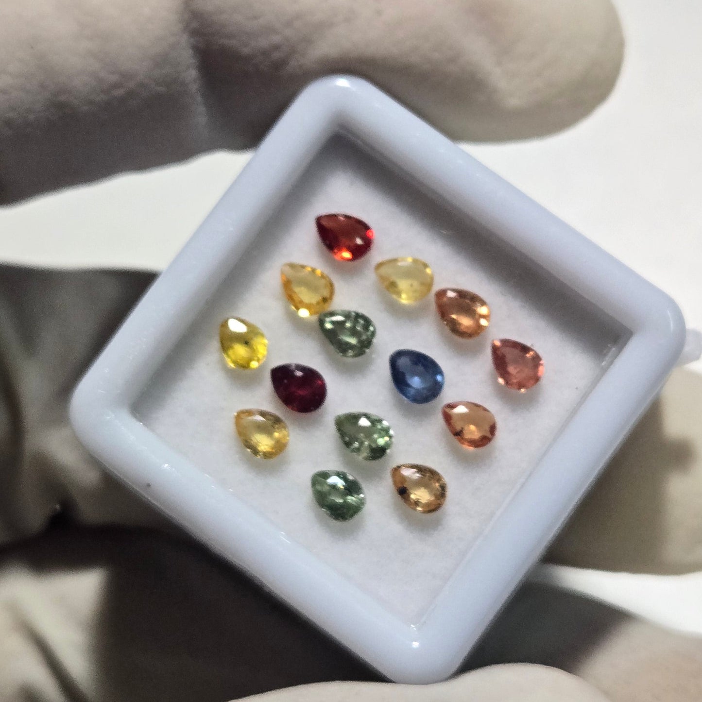 14 Pcs Natural Multi Sapphire Faceted Gemstones – 4x3mm Pear Cut | 2.6 Carats | Loose Stones