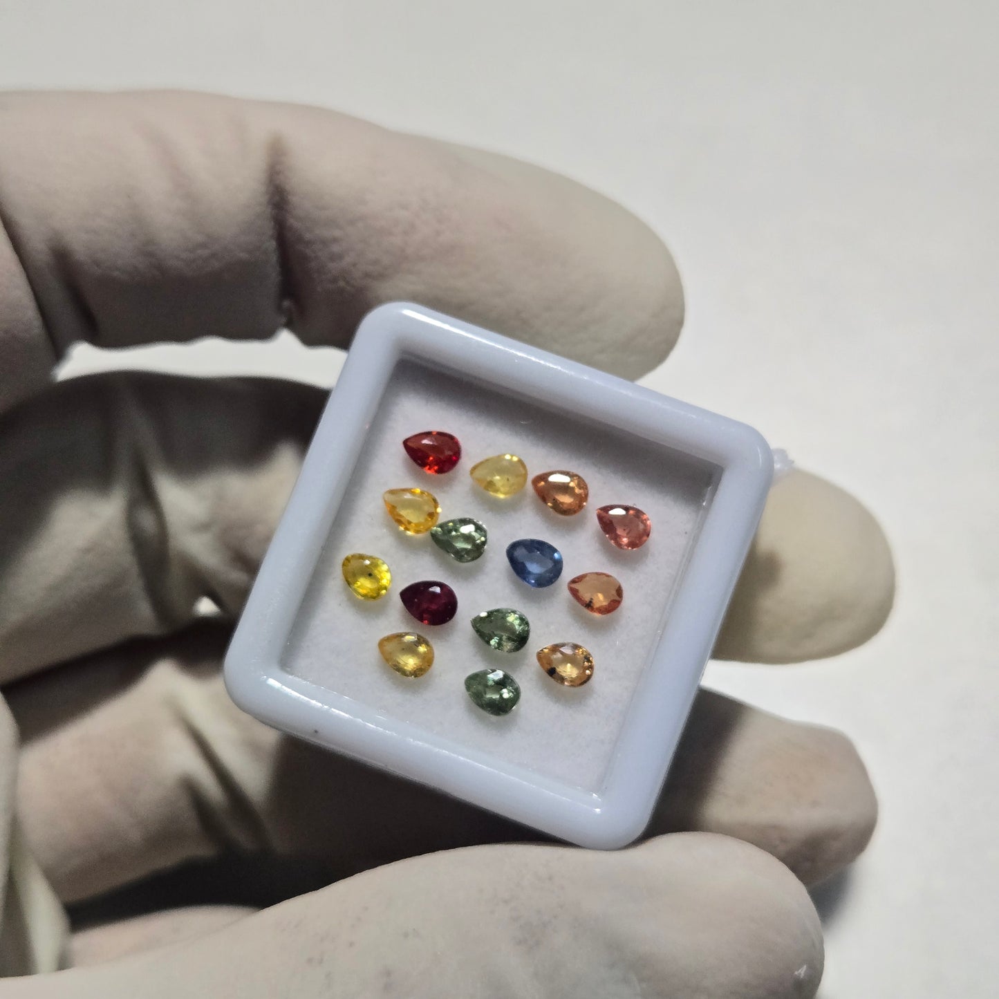 14 Pcs Natural Multi Sapphire Faceted Gemstones – 4x3mm Pear Cut | 2.6 Carats | Loose Stones