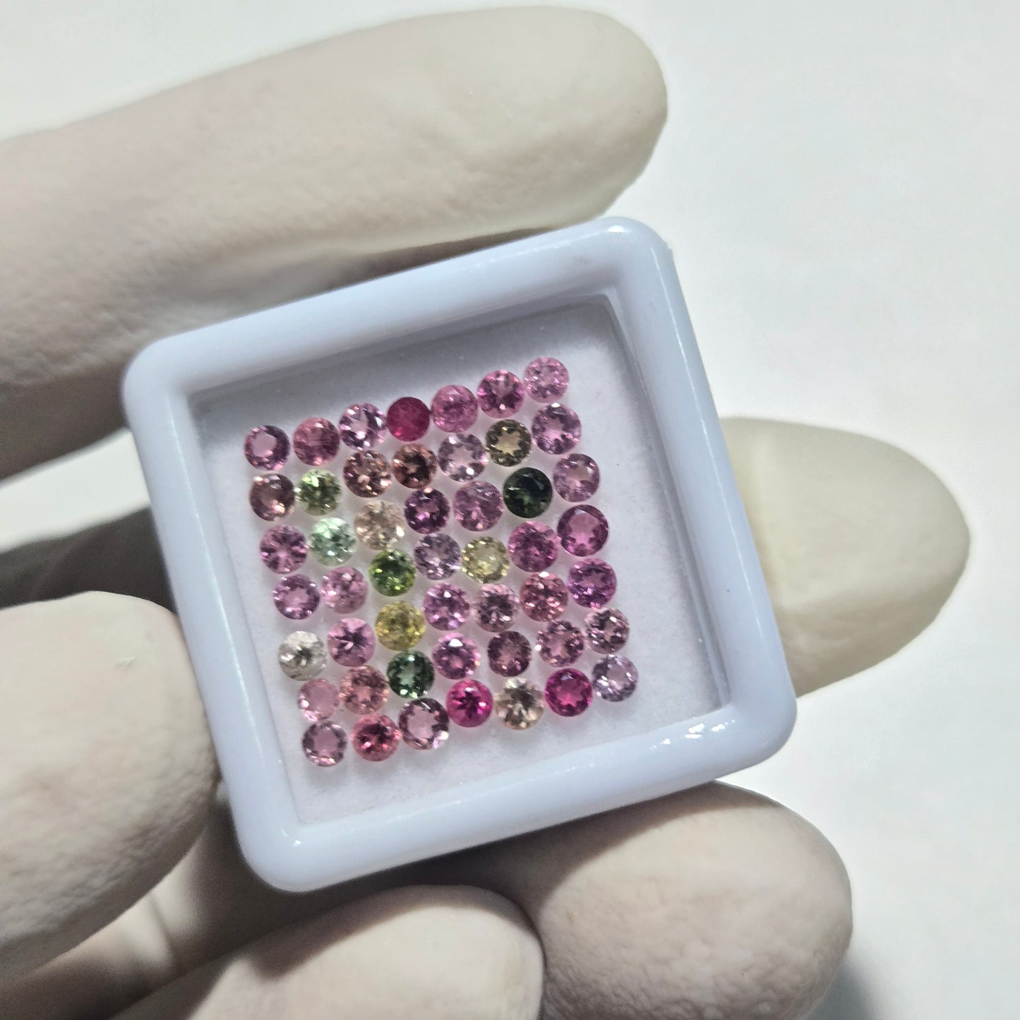 49 Pcs Natural Tourmaline Faceted Gemstones – 2mm Round Cut Loose Stones
