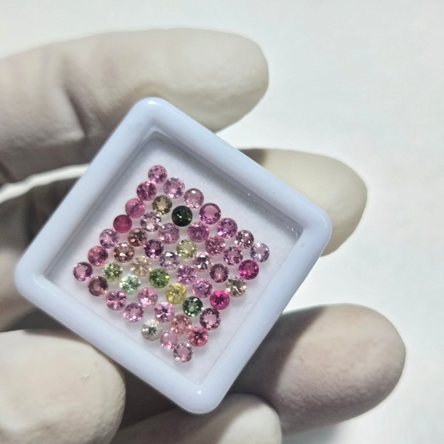 49 Pcs Natural Tourmaline Faceted Gemstones – 2mm Round Cut Loose Stones