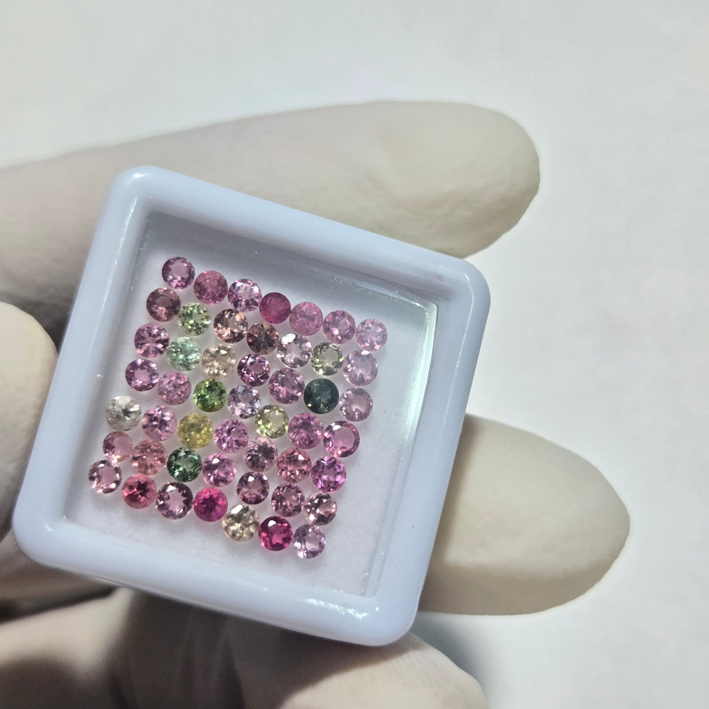 49 Pcs Natural Tourmaline Faceted Gemstones – 2mm Round Cut Loose Stones