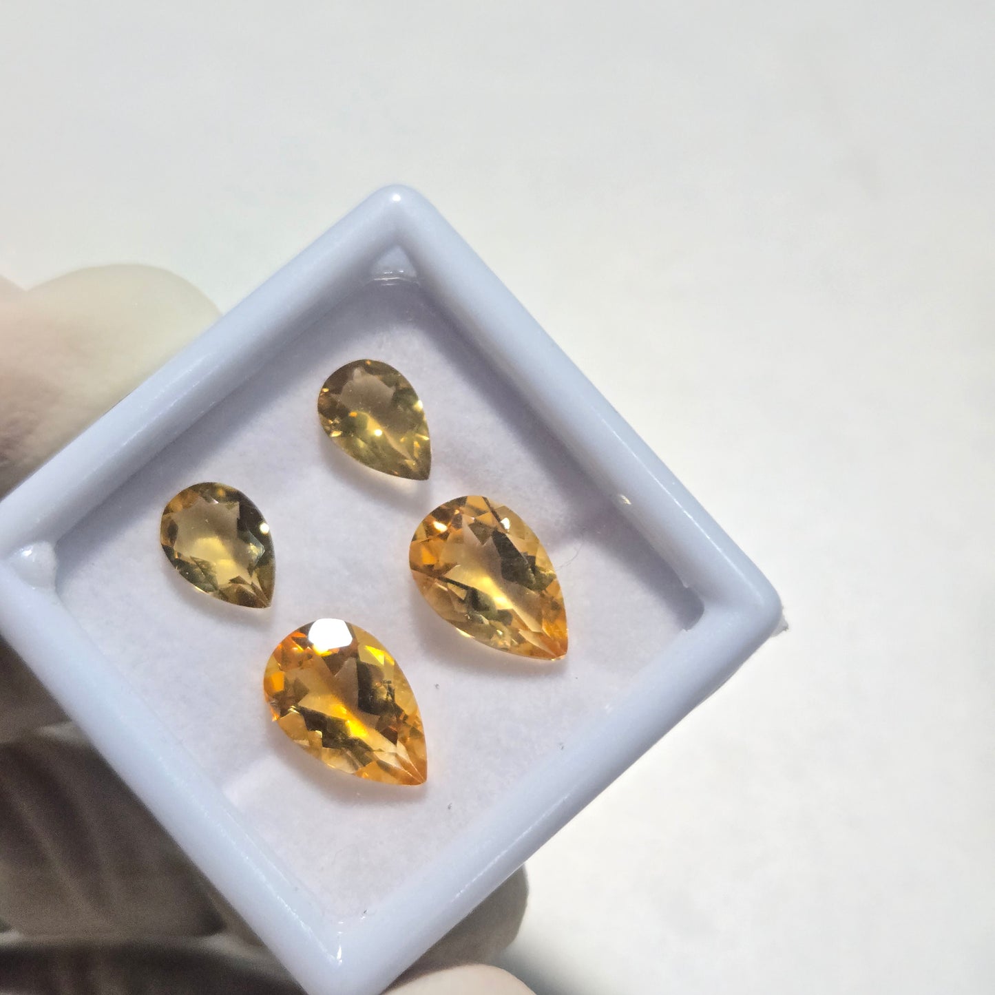 4 Pcs Natural Citrine Faceted Gemstone | 10-14mm Pear Cut | Loose Stones for Jewelry Making