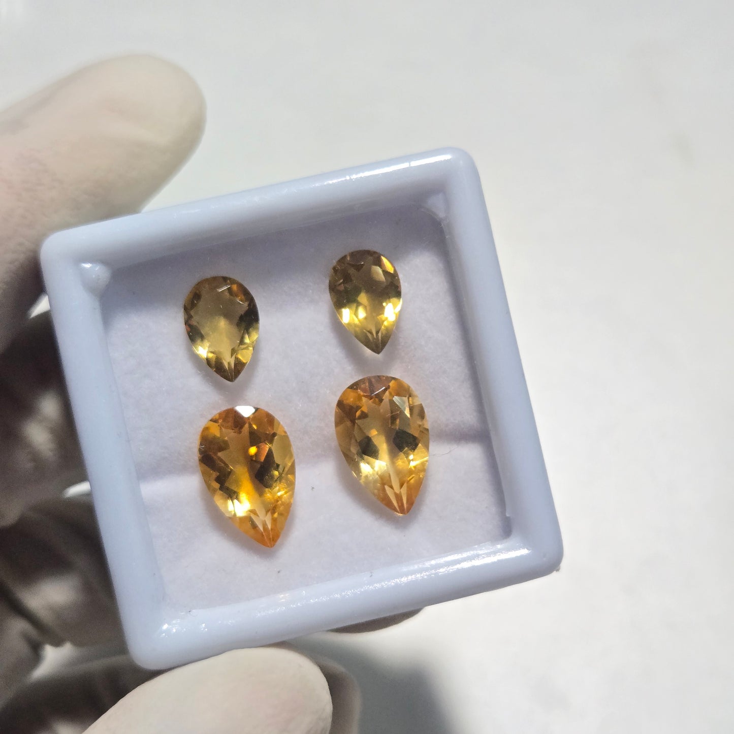 4 Pcs Natural Citrine Faceted Gemstone | 10-14mm Pear Cut | Loose Stones for Jewelry Making