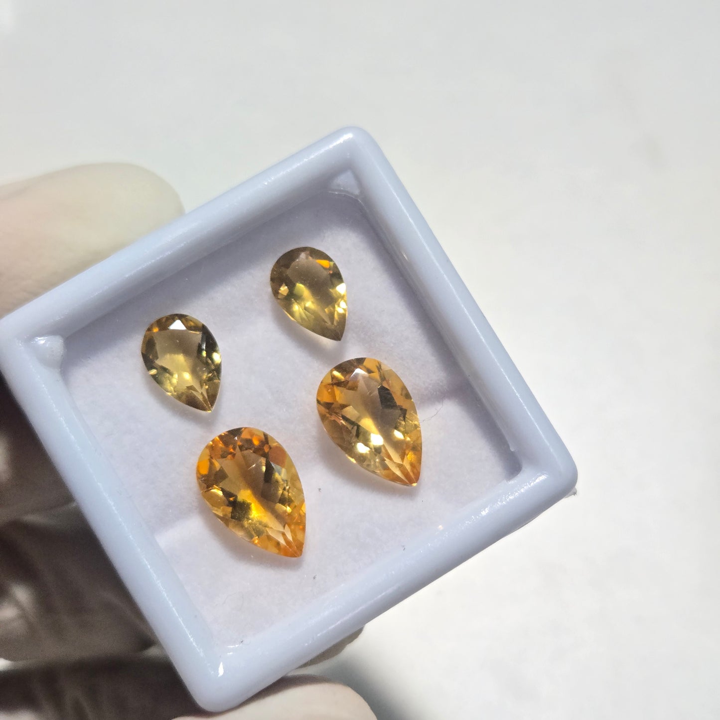 4 Pcs Natural Citrine Faceted Gemstone | 10-14mm Pear Cut | Loose Stones for Jewelry Making