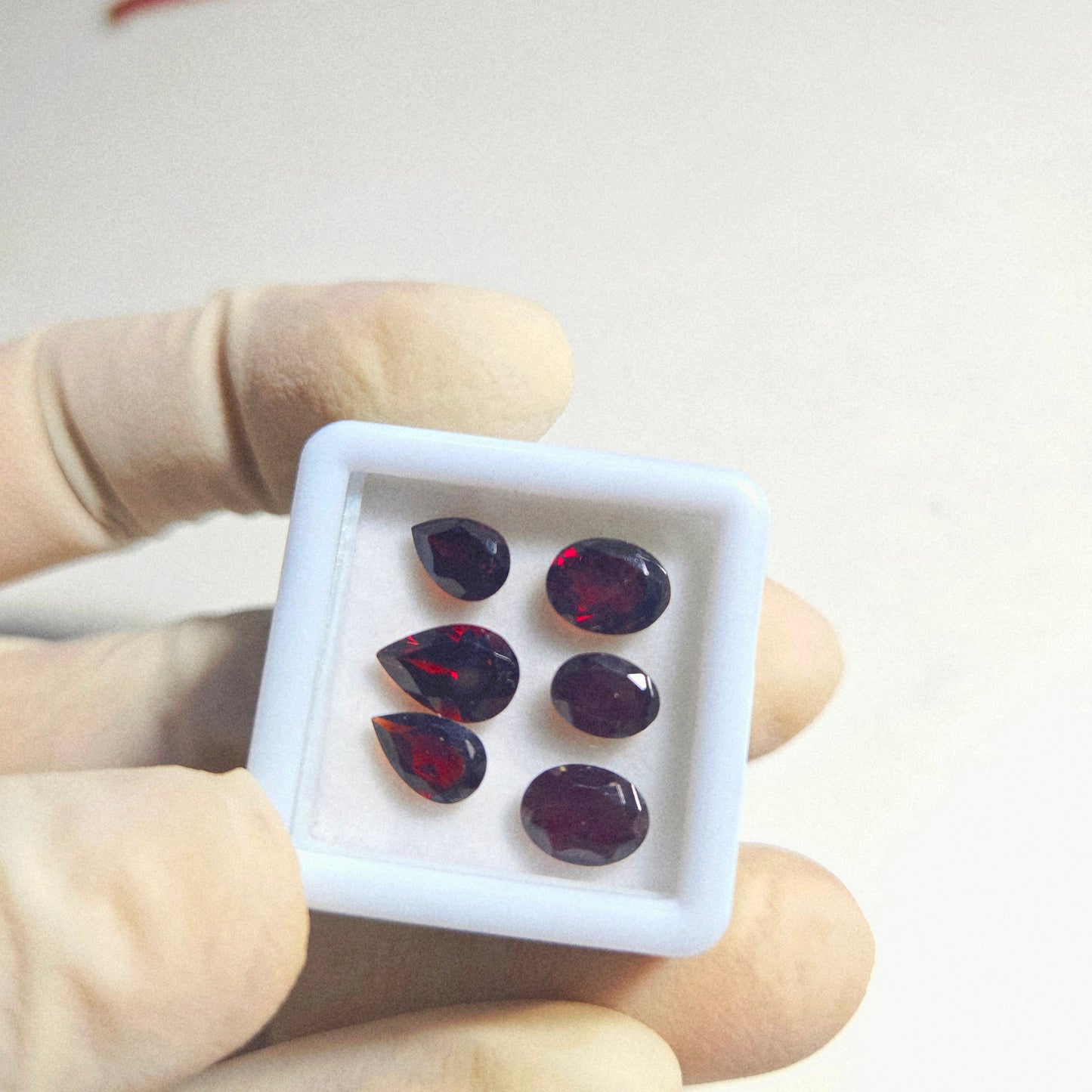 Natural Red Garnet Faceted Gemstone – 6 Pcs | 6–8mm Pear & Oval Cut | Loose Gemstones for Jewelry Making