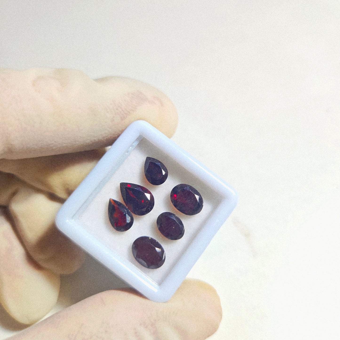 Natural Red Garnet Faceted Gemstone – 6 Pcs | 6–8mm Pear & Oval Cut | Loose Gemstones for Jewelry Making