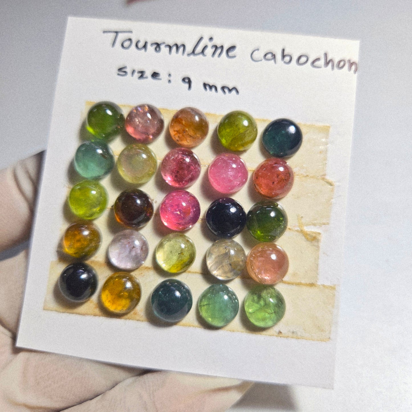 Natural Multi Tourmaline Cabochon Gemstones – 25 Pcs |8mm Round Cut | 79.5 Carats | Loose Stones for Jewelry Making