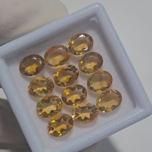 12 Pcs Natural Citrine Faceted Gemstone | 9x7mm Oval Cut | Loose Stones for Jewelry Making