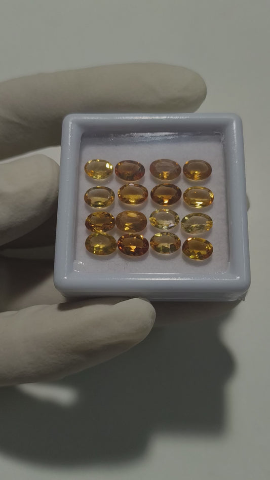 16 Pcs Natural Citrine Faceted Gemstone | 6x4mm Oval Cut | Loose Stones for Jewelry Making