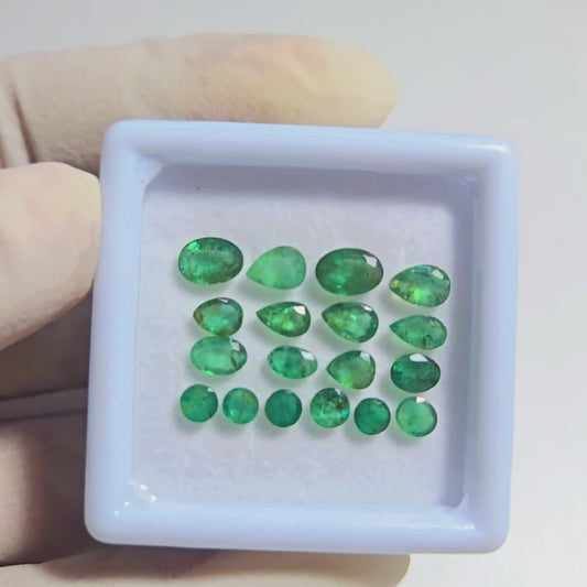 18 Pcs Natural Emerald Faceted Loose Gemstone – 5.8 Carats |3-6mm Mix Cut