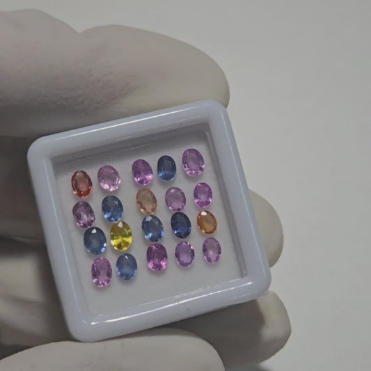 20 Pcs Natural Multi Sapphire Faceted Gemstones – 4x3mm Oval Cut | 3.6 Carats | Loose Stones