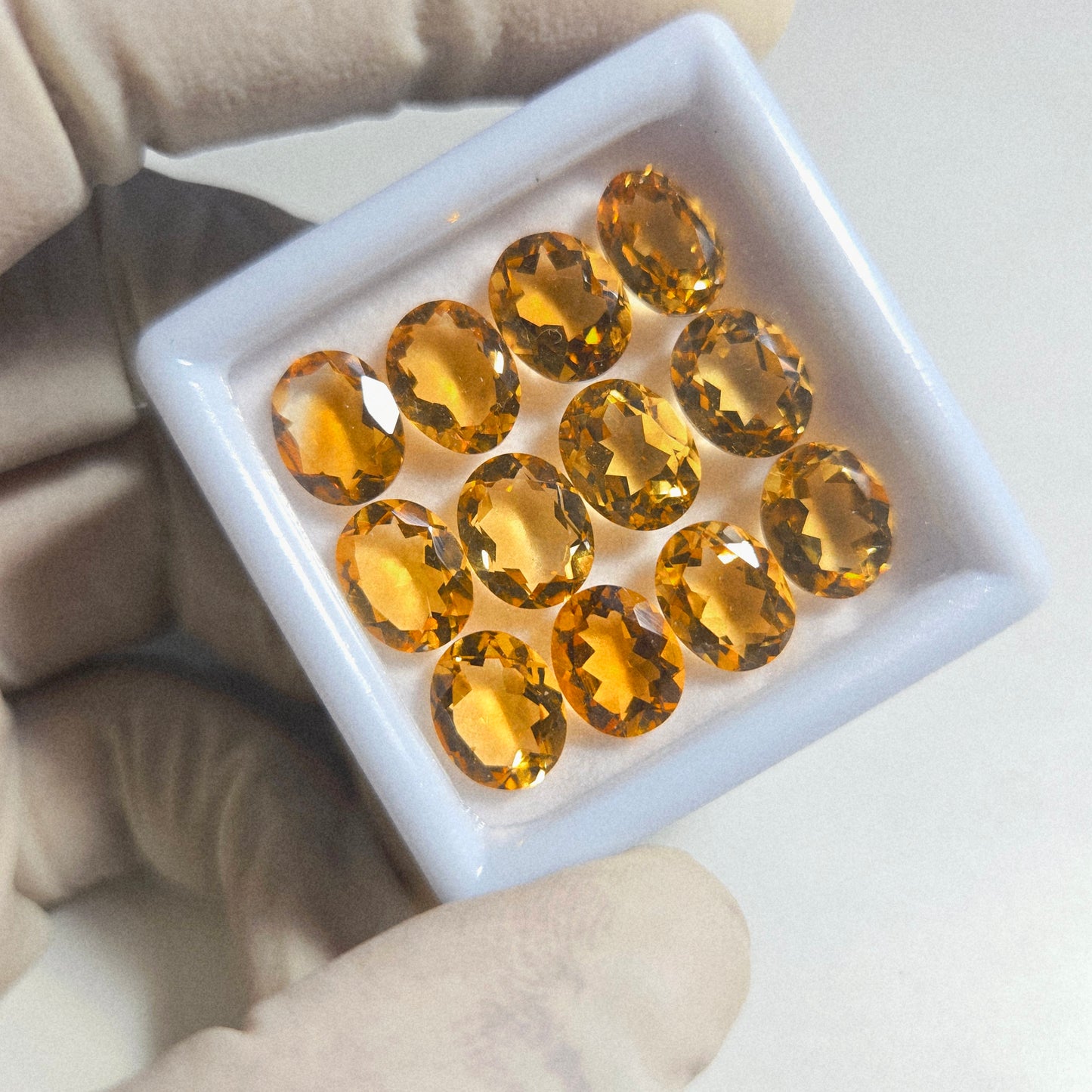 Natural Citrine Faceted Gemstone – 12 Pcs Lot | 10x8mm Oval Cut | Golden Yellow Loose Stones for Jewelry Making