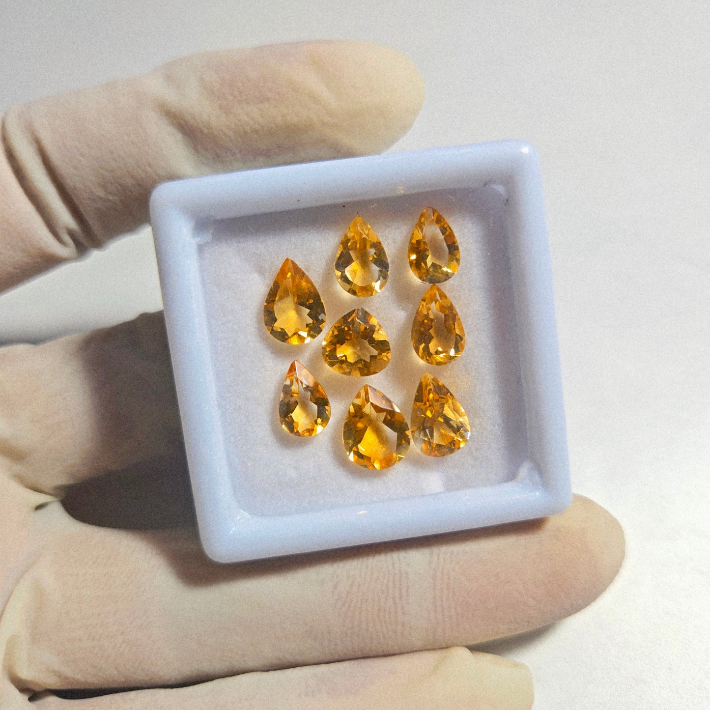 Natural Citrine Faceted Gemstone – 8 Pcs Lot | 8-10mm Pear Cut | Golden Yellow Loose Stones for Jewelry Making