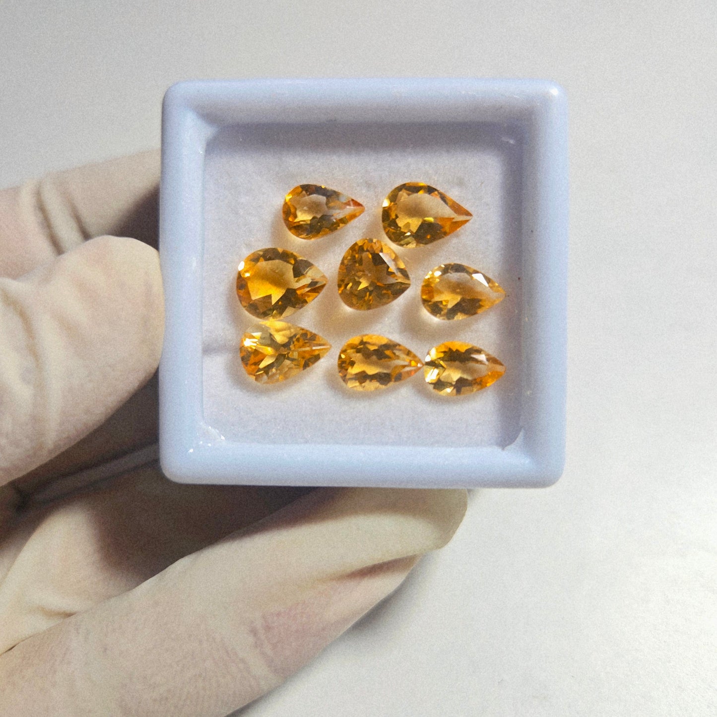 Natural Citrine Faceted Gemstone – 8 Pcs Lot | 8-10mm Pear Cut | Golden Yellow Loose Stones for Jewelry Making