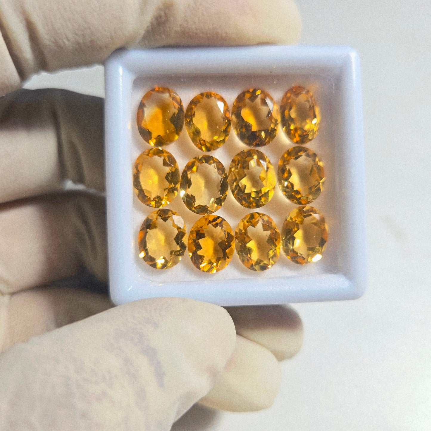 Natural Citrine Faceted Gemstone – 12 Pcs Lot | 10x8mm Oval Cut | Golden Yellow Loose Stones for Jewelry Making