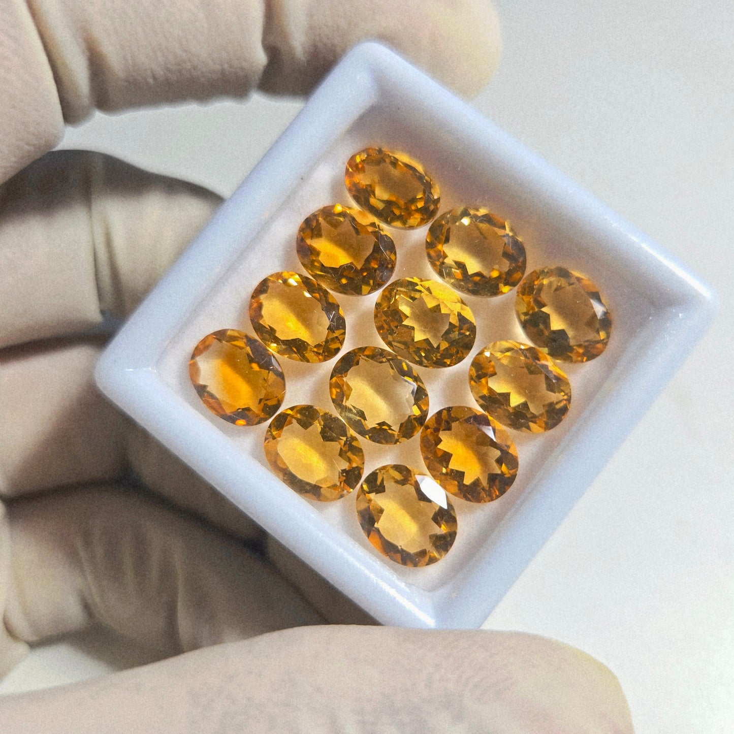 Natural Citrine Faceted Gemstone – 12 Pcs Lot | 10x8mm Oval Cut | Golden Yellow Loose Stones for Jewelry Making