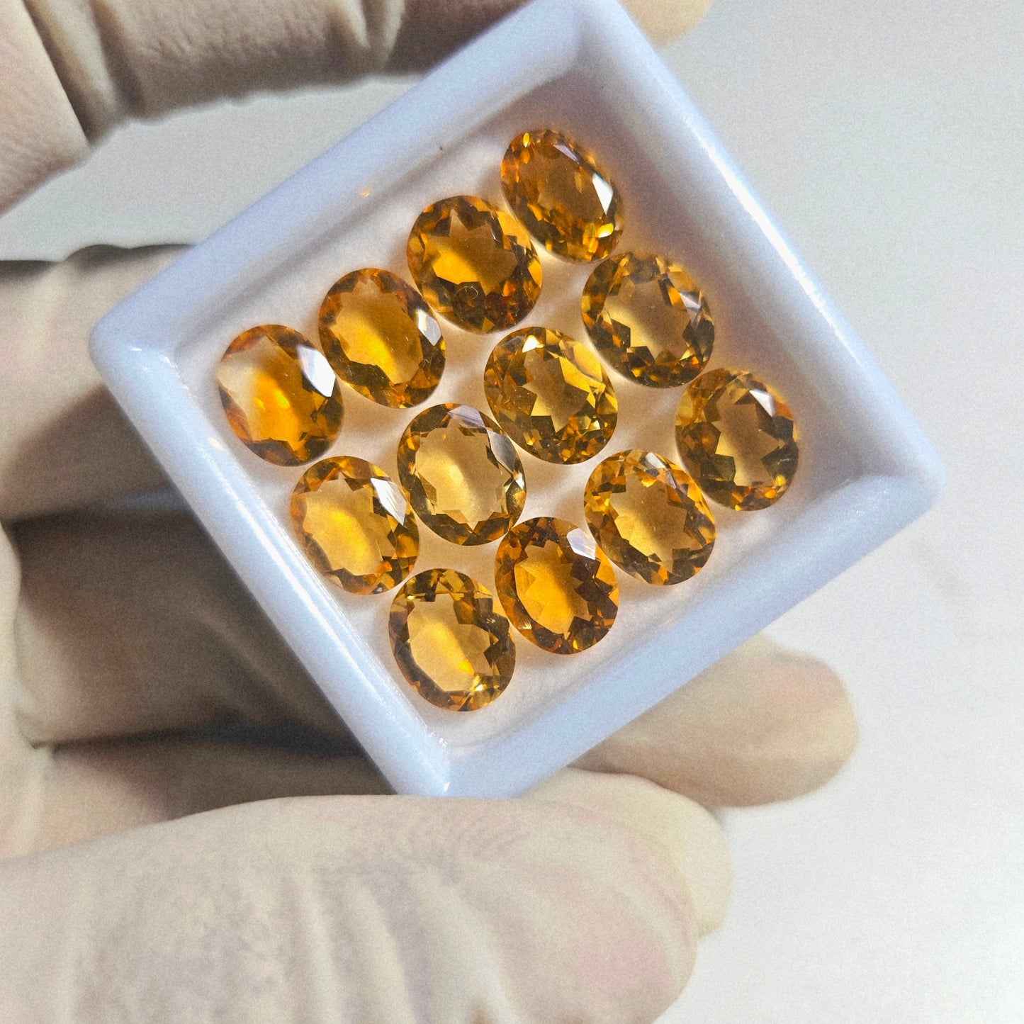 Natural Citrine Faceted Gemstone – 12 Pcs Lot | 10x8mm Oval Cut | Golden Yellow Loose Stones for Jewelry Making