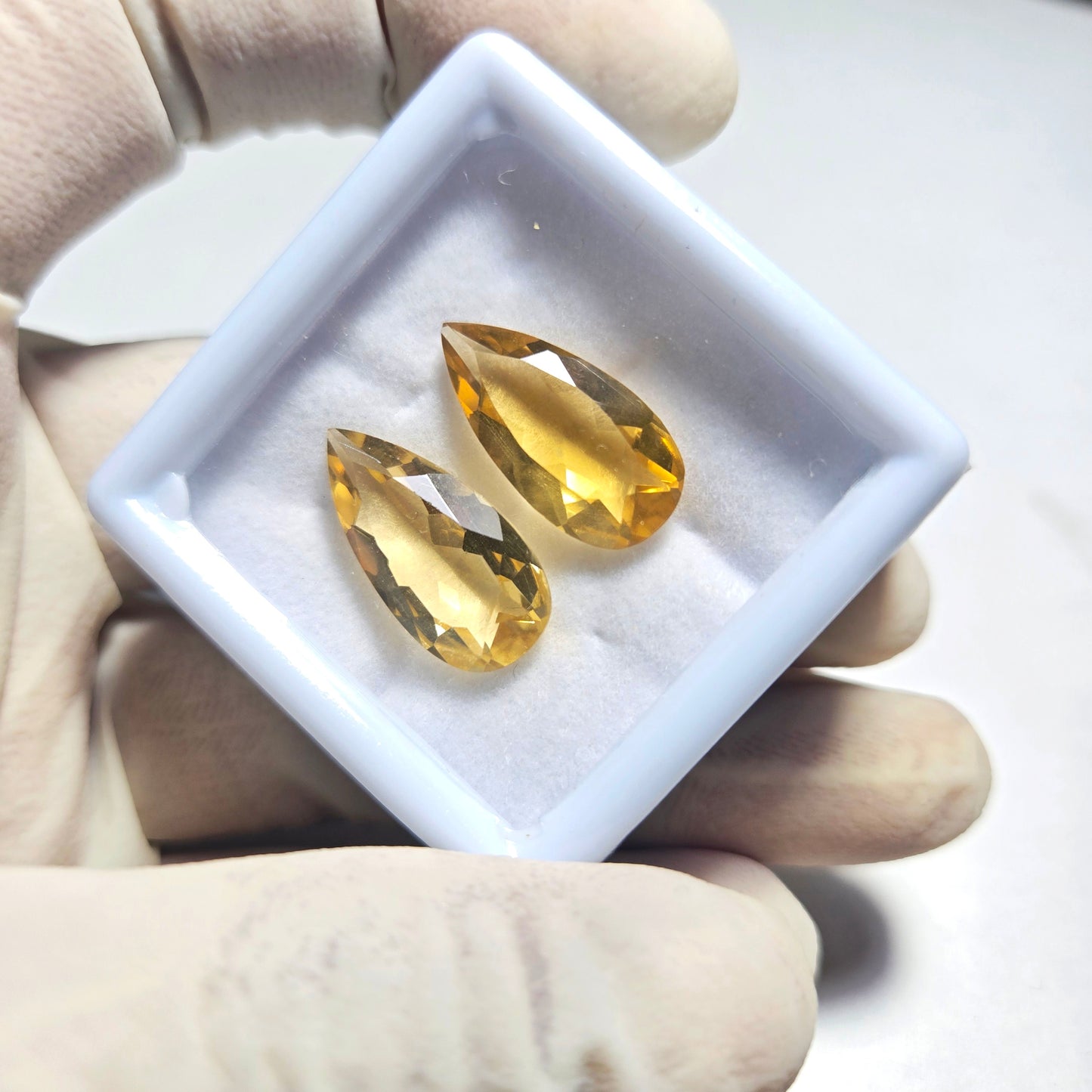 Natural Citrine Faceted Gemstone- 1 Pair | 20x10mm Pear Shape | for Jewelry Making